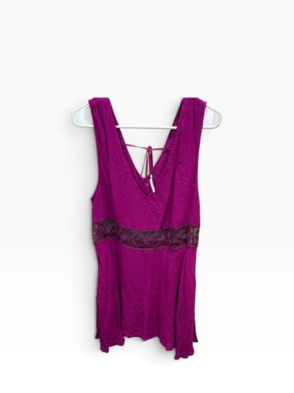 Free People Magenta Lace-Waist V-Neck Chemise